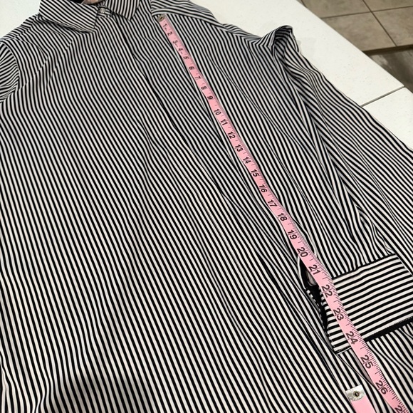 Philosophy Striped Tunic Black and White Pinstripe Blouse High/Low Women’s Large - Picture 8 of 13